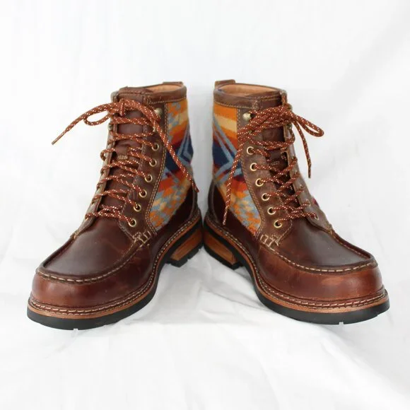 Pendelton Clarks leather wool Aztec blanket Ottawa Peak Boot Hiking lace up 9 - Picture 4 of 11